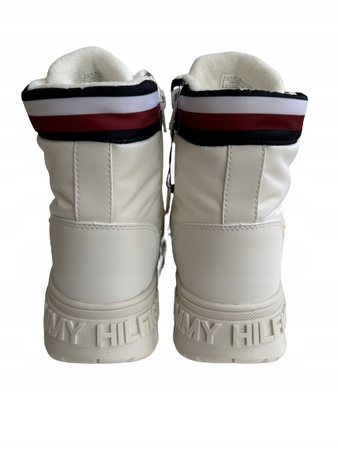 BOTKI, ŚNIEGOWCE. TRAPERY TOMMY HILFIGER T3A5-33062, IVORY R. 37