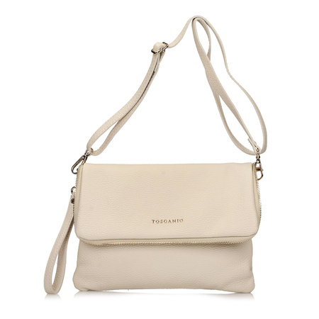 TOREBKA DAMSKA TOSCANIO F55, KREM, KOPERTÓWKA, SKÓRA NATURALNA