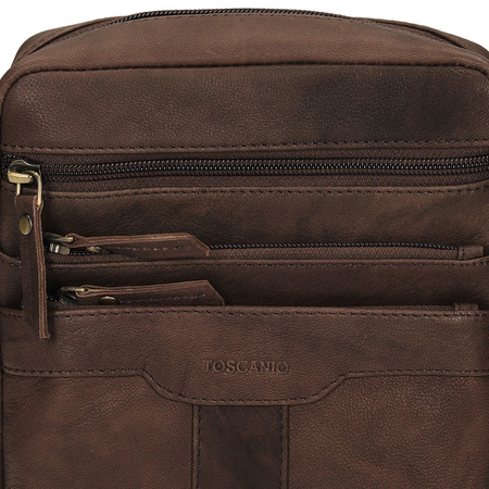 TOREBKA MĘSKA TOSCANIO T1149, BRĄZ, SKÓRA