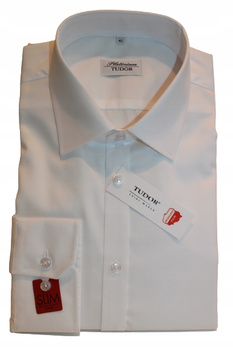 KOSZULA TUDOR DŁ RĘKAW BIAŁA SLIM 176/182, BAWEŁNA 100%