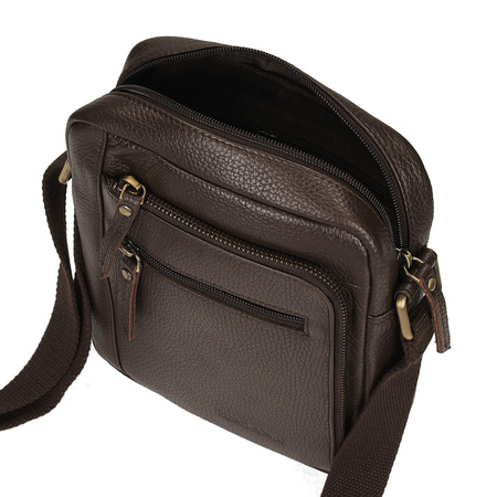 TOREBKA MĘSKA TOSCANIO T1139, BRĄZ, SKÓRA