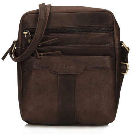 TOREBKA MĘSKA TOSCANIO T1149, BRĄZ, SKÓRA