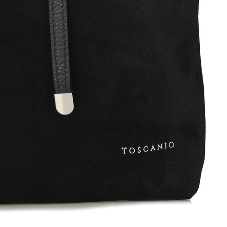 TOREBKA DAMSKA TOSCANIO A88 CZARNY, SKÓRA NATURALNA, ZAMSZ