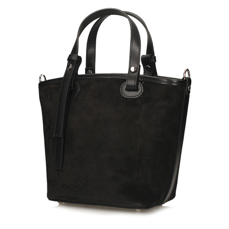 TOREBKA DAMSKA TOSCANIO G104, SKÓRA NATURALNA, CZARNY