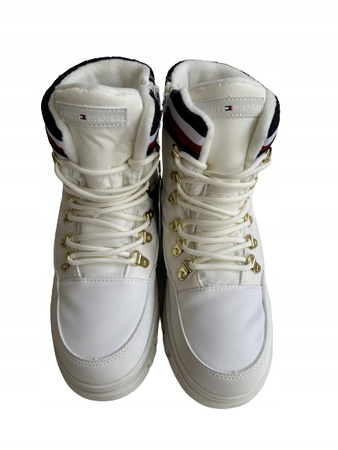 BOTKI, ŚNIEGOWCE. TRAPERY TOMMY HILFIGER T3A5-33062, IVORY R. 37