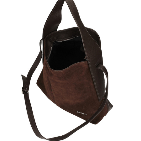 TOREBKA DAMSKA TOSCANIO G39, SKÓRA NATURALNA, CZEKOLADA