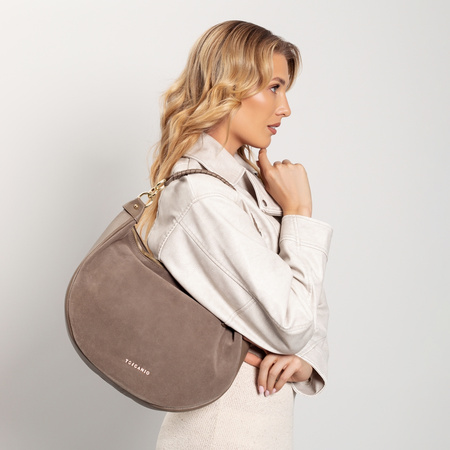 TOREBKA DAMSKA TOSCANIO F217 CZARNY, SKÓRA NATURALNA ZAMSZOWA, LICOWA