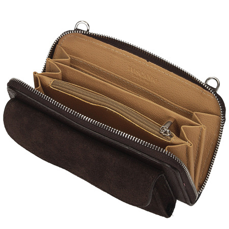 SASZETKA, ETUI, PORTFEL 3W1 TOSCANIO G165, CZEKOLADOWY BRĄZ