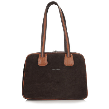 TOREBKA DAMSKA TOSCANIO G137, SKÓRA NATURALNA, CZEKOLADOWY BRĄZ