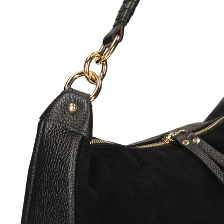 TOREBKA DAMSKA TOSCANIO F217 CZARNY, SKÓRA NATURALNA ZAMSZOWA, LICOWA