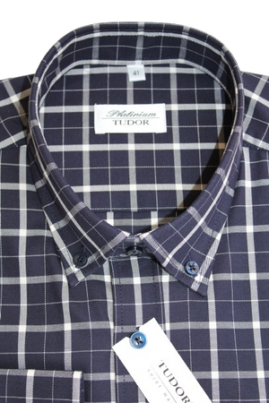 KOSZULA TUDOR DŁUGI RĘKAW REGULAR 176/182, 100% BAWEŁNA, KRATA