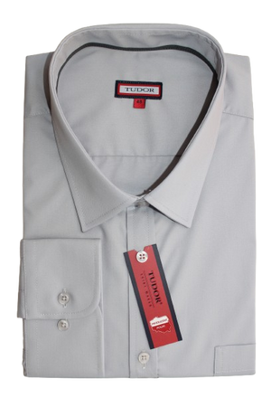 KOSZULA TUDOR DŁUGI RĘKAW, REGULAR 48 188/194. SZARY