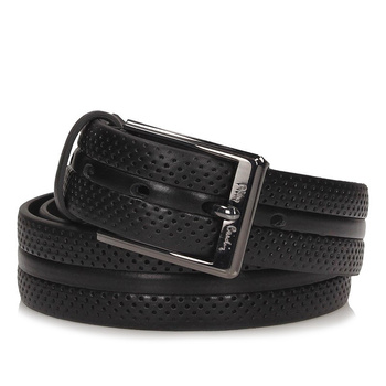 PASEK MĘSKI PIERRE CARDIN 9013, CZARNY, SKÓRA, 105