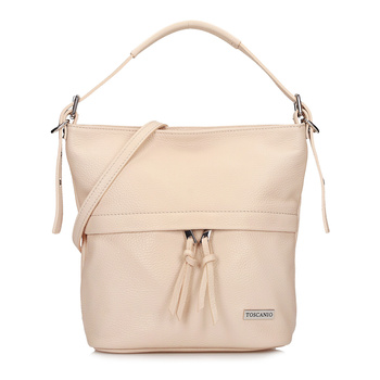 TOREBKA DAMSKA TOSCANIO F25, PUDROWY RÓŻ, SKÓRA NATURALNA