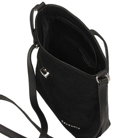 TOREBKA DAMSKA TOSCANIO A88 CZARNY, SKÓRA NATURALNA, ZAMSZ