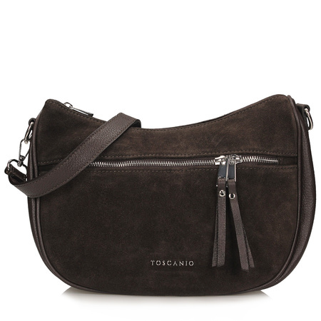 TOREBKA DAMSKA TOSCANIO G139, SKÓRA NATURALNA, CZEKOLADOWY BRĄZ