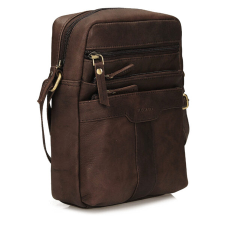 TOREBKA MĘSKA TOSCANIO T1149, BRĄZ, SKÓRA