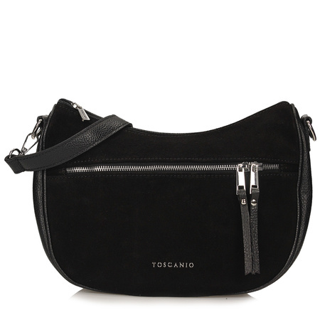 TOREBKA DAMSKA TOSCANIO G139, SKÓRA NATURALNA, CZARNY
