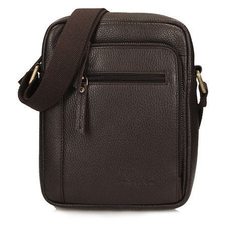 TOREBKA MĘSKA TOSCANIO T1139, BRĄZ, SKÓRA