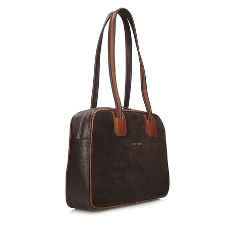 TOREBKA DAMSKA TOSCANIO G137, SKÓRA NATURALNA, CZEKOLADOWY BRĄZ