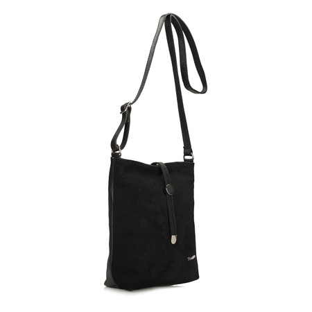 TOREBKA DAMSKA TOSCANIO A88 CZARNY, SKÓRA NATURALNA, ZAMSZ