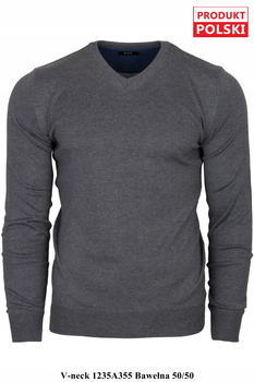 SWETER MĘSKI M&M, 1235A-355 SZARY
