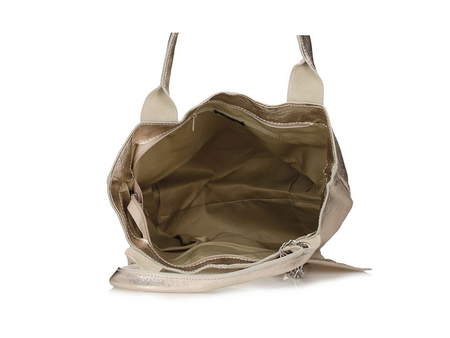 TOREBKA DAMSKA, SHOPPER TOSCANIO 1101, ZŁOTY SKÓRA NATURALNA