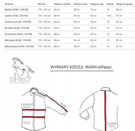 KOSZULA ELPASSO SLIM 43/44, 176/182 WZ. DMUCHAWCE
