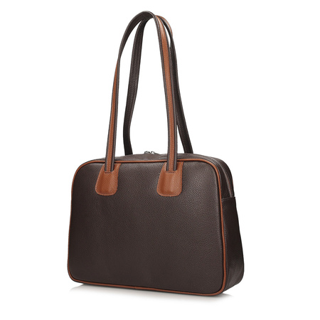 TOREBKA DAMSKA TOSCANIO G137, SKÓRA NATURALNA, CZEKOLADOWY BRĄZ