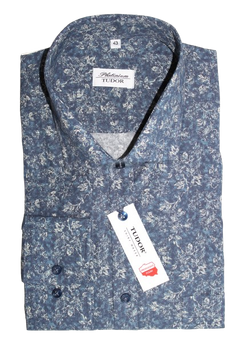 KOSZULA TUDOR DŁUGI RĘKAW, REGULAR 176/182 100% BAWEŁNA, KWIATY