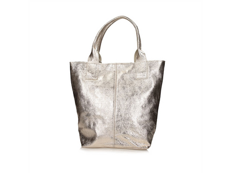 TOREBKA DAMSKA, SHOPPER TOSCANIO 1101, ZŁOTY SKÓRA NATURALNA