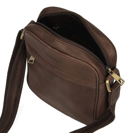 TOREBKA MĘSKA TOSCANIO T1138, BRĄZ, SKÓRA