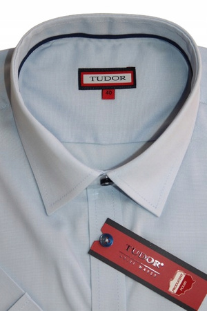 KOSZULA TUDOR KRÓTKI RĘKAW SLIM BŁĘKIT 40 - 176/182