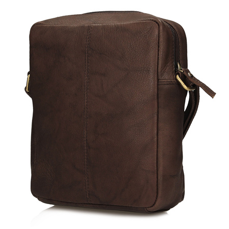 TOREBKA MĘSKA TOSCANIO T1149, BRĄZ, SKÓRA