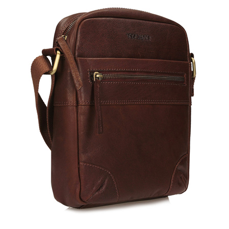 TOREBKA MĘSKA TOSCANIO T718, BRĄZ, SKÓRA