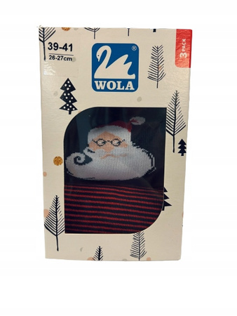 SKARPETY MĘSKIE 3-PAK, WOLA, ŚWIĄTECZNE, 39-41