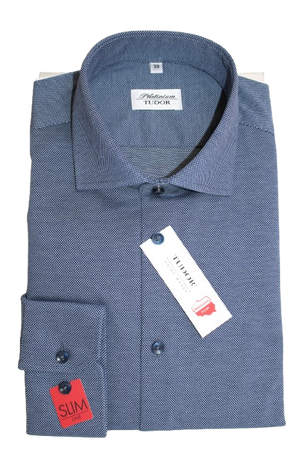 KOSZULA TUDOR DŁUGI RĘKAW SLIM 176/182, 100% BAWEŁNA, DZIANINA, STRUKTURA