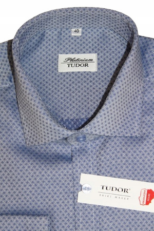 KOSZULA TUDOR DŁUGI RĘKAW, REGULAR 40 176/182 100% BAWEŁNA. NIEBIESKI