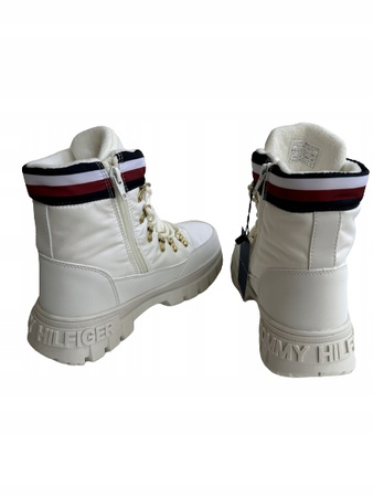 BOTKI, ŚNIEGOWCE. TRAPERY TOMMY HILFIGER T3A5-33062, IVORY R. 37