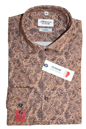 KOSZULA TUDOR DŁUGI RĘKAW SLIM 176/182, PAISLEY