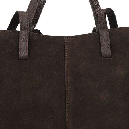 TOREBKA DAMSKA TOSCANIO G159, SKÓRA NATURALNA, CZEKOLADOWY BRĄZ