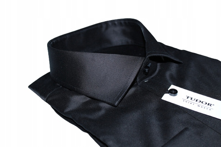 KOSZULA TUDOR DŁUGI RĘKAW CZARNA SLIM 42 - 176/182