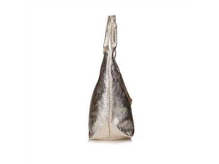 TOREBKA DAMSKA, SHOPPER TOSCANIO 1101, ZŁOTY SKÓRA NATURALNA