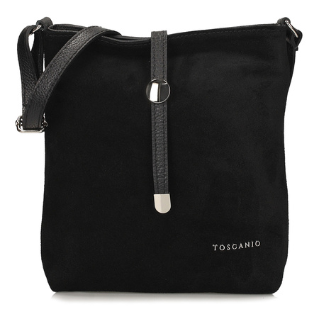 TOREBKA DAMSKA TOSCANIO A88 CZARNY, SKÓRA NATURALNA, ZAMSZ