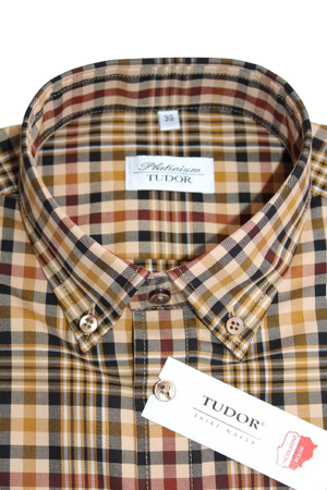 KOSZULA TUDOR DŁUGI RĘKAW SLIM 176/182, 100% BAWEŁNA, KRATKA