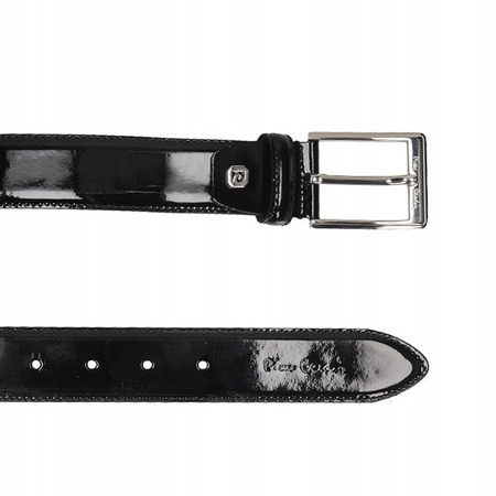 PASEK MĘSKI PIERRE CARDIN 4103, CZARNY, SKÓRA LAKIEROWANA, 105