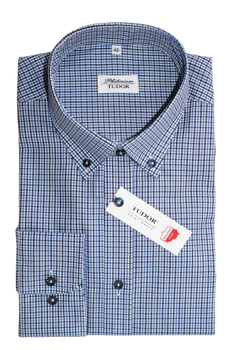 KOSZULA TUDOR DŁUGI RĘKAW REGULAR 176/182, 100% BAWEŁNA, KRATKA