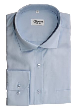 KOSZULA TUDOR DŁUGI RĘKAW REGULAR 176/182, 100% BAWEŁNA, NIEBIESKI