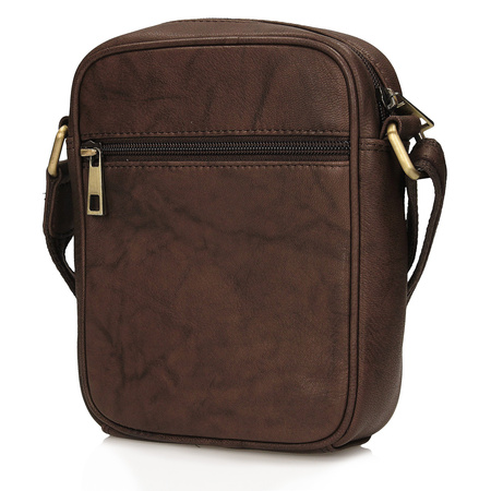 TOREBKA MĘSKA TOSCANIO T1138, BRĄZ, SKÓRA