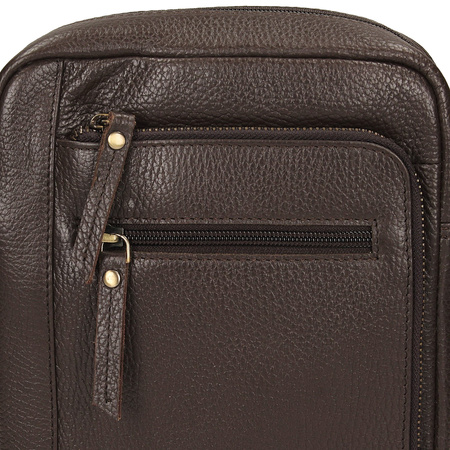 TOREBKA MĘSKA TOSCANIO T1139, BRĄZ, SKÓRA